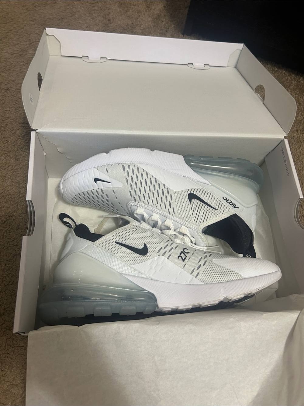 Brand new. Never worn. Nike Women's White/Black Air Max 270 Low-Top Sneakers - Picture 2 of 3